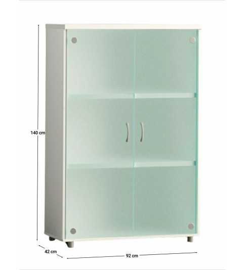 Armario de oficina medio serie MOB, con puertas de cristal Armario de oficina medio serie MOB, con puertas de cristal