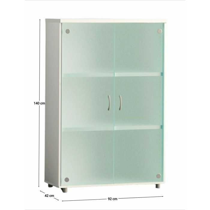 Armario de oficina medio serie MOB, con puertas de cristal