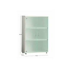 Armario de oficina medio serie MOB, con puertas de cristal