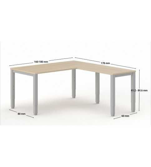 Mesa de oficina con Ala TEMPO, estructura 4 patas regulables en altura, fondo 80 cm Mesa de oficina con Ala TEMPO, estructura 4 patas regulables en altura, fondo 80 cm