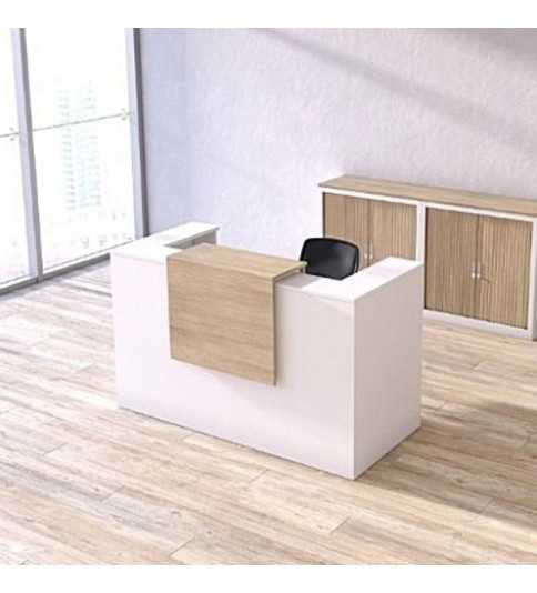 Mostrador de recepción individual ZETA, sobremostrador decorativo, con pasacables Mostrador de recepción individual ZETA, sobremostrador decorativo, con pasacables