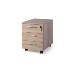 Cajonera de oficina SERIE COLOR, 3 cajones con cerradura, con ruedas, color olmo