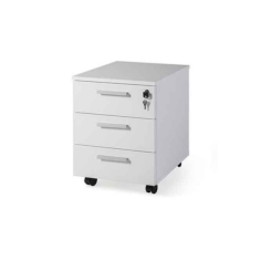 Cajonera de oficina SERIE COLOR, 3 cajones con cerradura, con ruedas, color blanco