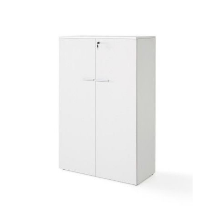 Armario Medio con puertas Serie Color blanco/olmo
