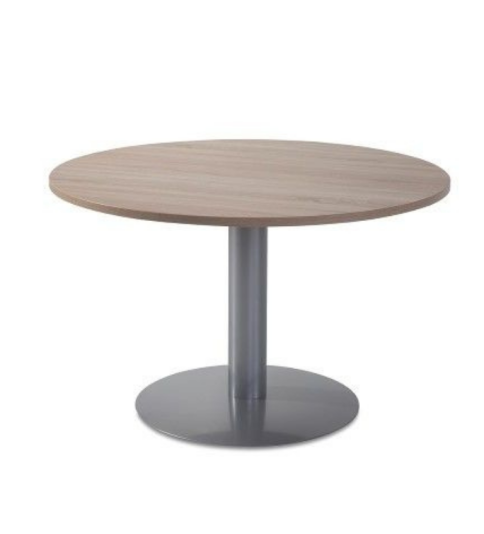 Mesa de reunión redonda pie metálico Blanco/Olmo de 110 CM Mesa de reunión redonda pie metálico Blanco/Olmo de 110 CM