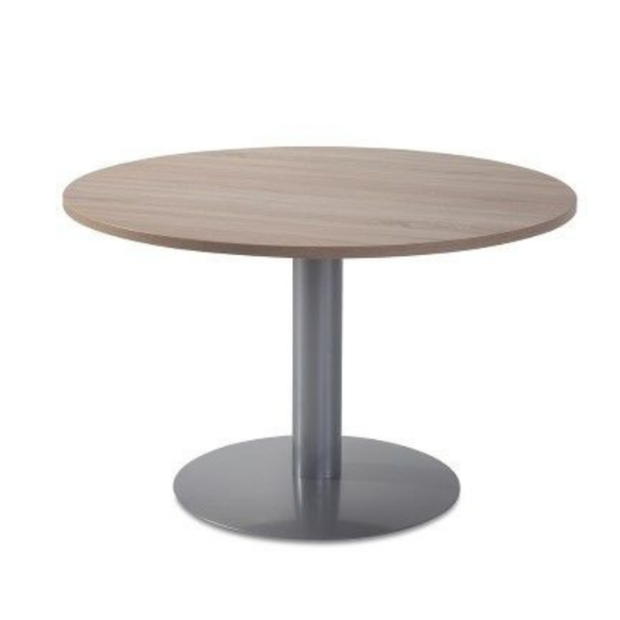 Mesa de reunión redonda pie metálico Blanco/Olmo de 110 CM Mesa de reunión redonda pie metálico Blanco/Olmo de 110 CM