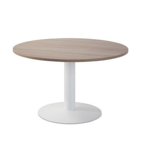 Mesa de reunión redonda pie metálico Blanco/Olmo de 110 CM Mesa de reunión redonda pie metálico Blanco/Olmo de 110 CM