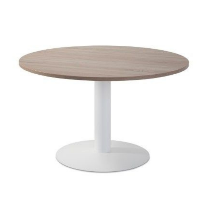 Mesa de reunión redonda pie metálico Blanco/Olmo de 110 CM