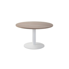 Mesa de reunión redonda pie metálico Blanco/Olmo de 110 CM Mesa de reunión redonda pie metálico Blanco/Olmo de 110 CM