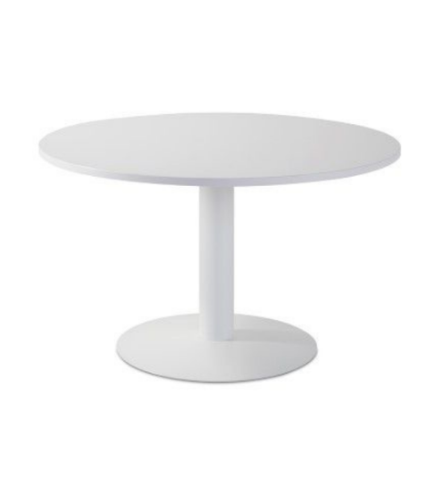 Mesa de reunión redonda pie metálico Blanco/Olmo de 110 CM Mesa de reunión redonda pie metálico Blanco/Olmo de 110 CM