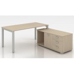 Mesa de oficina con credencia TEMPO fondo 80 cm