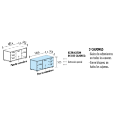 Mesa de oficina TEMPO con credencia izquierda fondo 80 cm