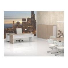 Despacho Completo Style 1, con 3 armarios medios, Mesa fondo 80 cm