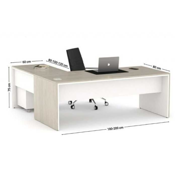 Mesa dirección recta + ala derecha pata STYLE, fondo 80 cm