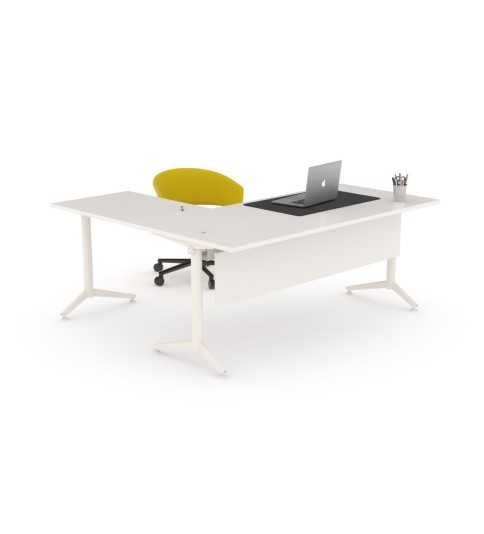 Mesa de oficina con ala modelo Kreta fondo 80 cm pata cromada Mesa de oficina con ala modelo Kreta fondo 80 cm pata cromada