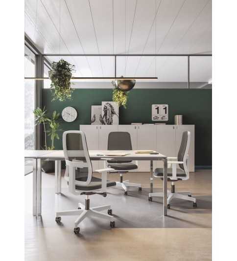 Silla de escritorio ergonómica BLAZE blanca respaldo malla uso 8 horas Silla de escritorio ergonómica BLAZE blanca respaldo malla uso 8 horas