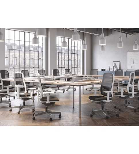 Silla de escritorio ergonómica BLAZE blanca respaldo malla uso 8 horas Silla de escritorio ergonómica BLAZE blanca respaldo malla uso 8 horas
