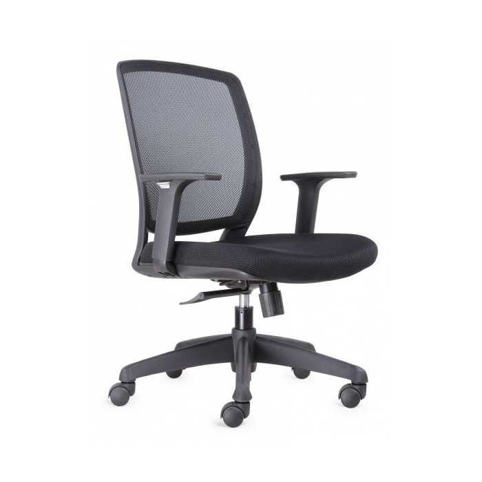 Silla ergonómica de oficina modelo Luna Black de Vincolo, brazos regulables