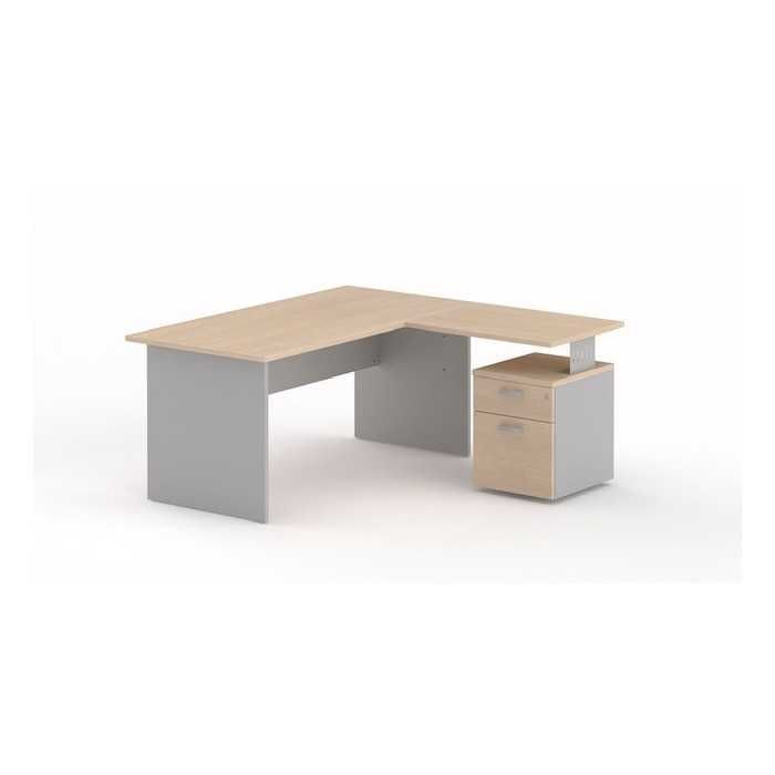 Mesa de oficina serie TONO T3 con ala y cajonera pedestal cajón + archivo de Mobel Linea