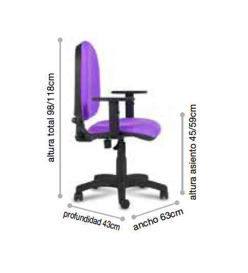 Silla de oficina HERNAN 1 brazos regulables, base poliamida, ergonómica Silla de oficina HERNAN 1 brazos regulables, base poliamida, ergonómica