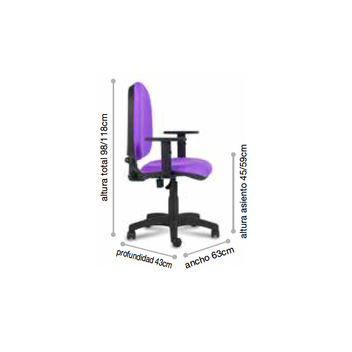 Silla de oficina HERNAN 1 brazos regulables, base poliamida, ergonómica Silla de oficina HERNAN 1 brazos regulables, base poliamida, ergonómica