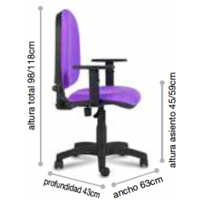 Silla de oficina HERNAN 1 brazos regulables, base poliamida, ergonómica Silla de oficina HERNAN 1 brazos regulables, base poliamida, ergonómica