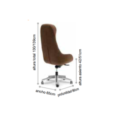 Sillón de oficina NONNA 1, respaldo alto, diseño contract, base aluminio