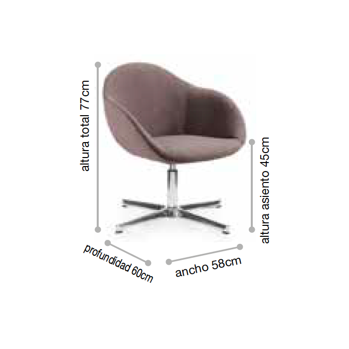 Sillón respaldo bajo Nonna 3 diseño contract