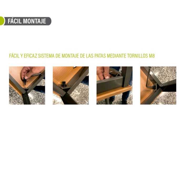 Mesa colectividad rectangular estructura perimetral serie DAI fondo 60, 70, 80 cm