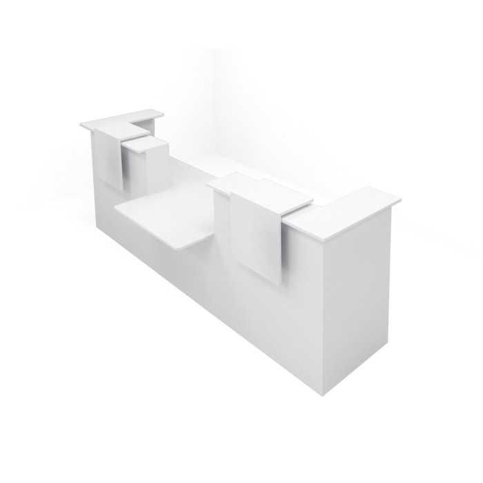 Mostrador recepción BASIC 340 cm terminaciones laterales y sobremostradores