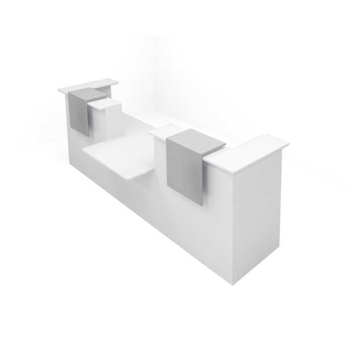Mostrador recepción BASIC 340 cm terminaciones laterales y sobremostradores