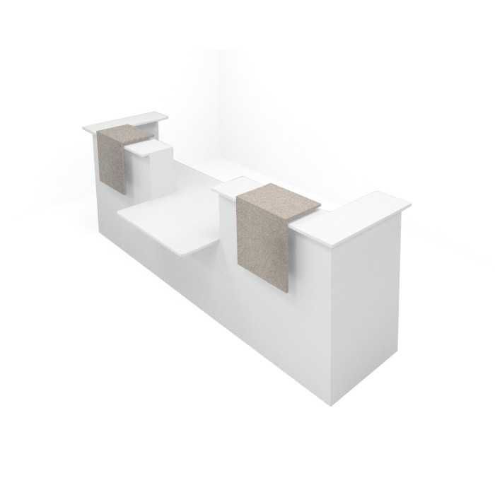 Mostrador recepción BASIC 340 cm terminaciones laterales y sobremostradores