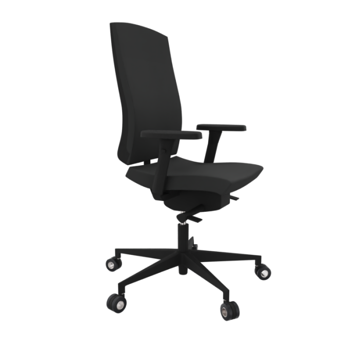 Silla ergonómica modelo Flexa uso 24 horas de Dileoffice con brazos regulables 4D negros