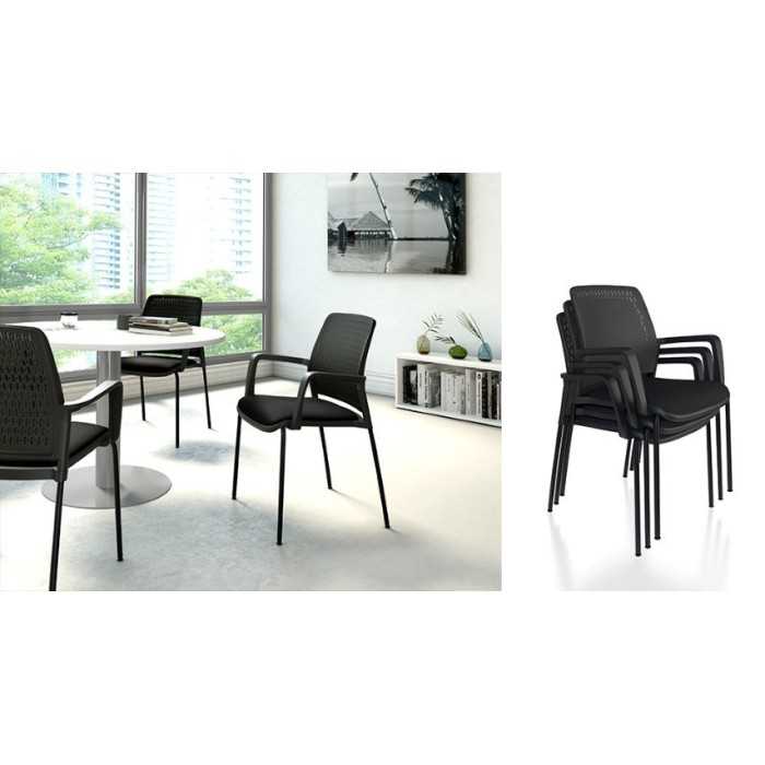 Silla confidente TEMA con brazos, estructura negra