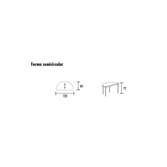 Mesa formación semicircular fondo 60 serie DAI medida 120 x 60 cm