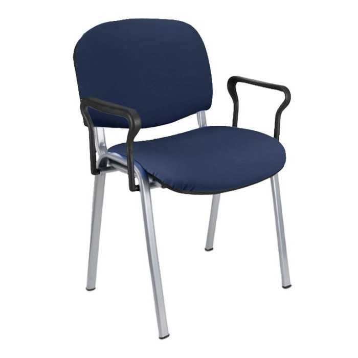 Silla confidente tapizada ISO con brazos estructura gris