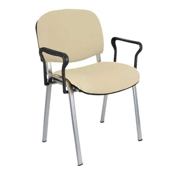 Silla confidente tapizada ISO con brazos estructura gris