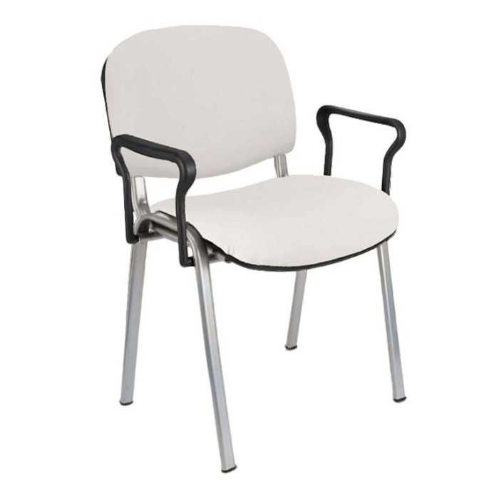 Silla confidente tapizada ISO con brazos estructura gris