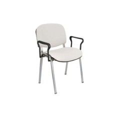 Silla confidente tapizada ISO con brazos estructura gris