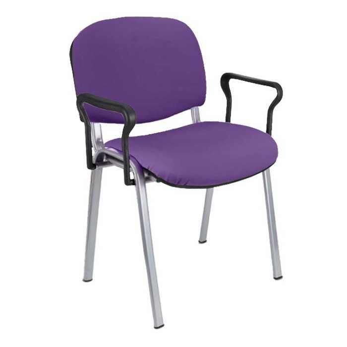 Silla confidente tapizada ISO con brazos estructura gris