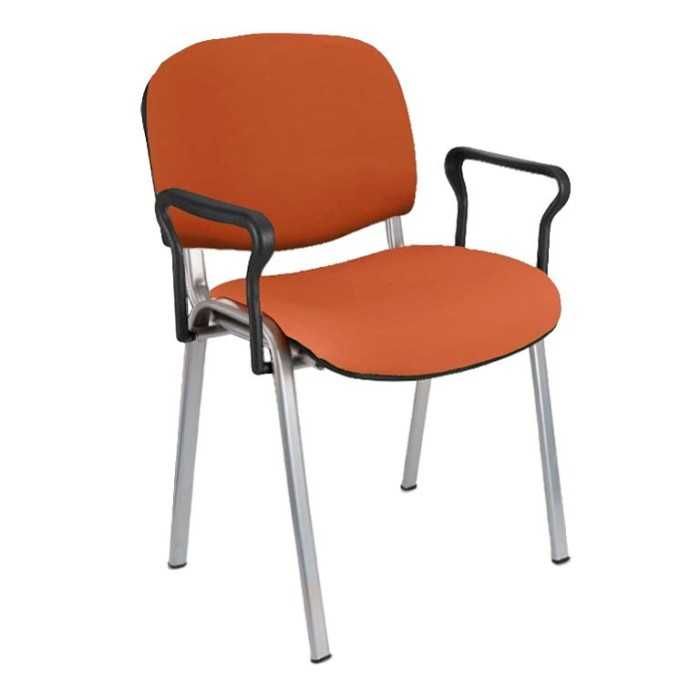 Silla confidente tapizada ISO con brazos estructura gris
