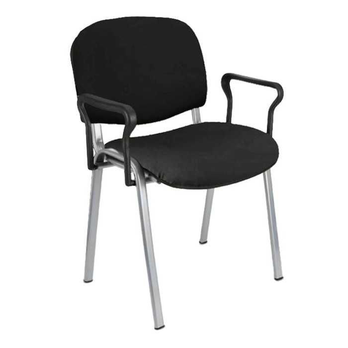 Silla confidente tapizada ISO con brazos estructura gris