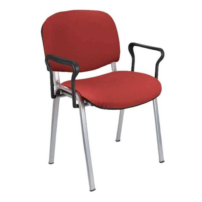 Silla confidente tapizada ISO con brazos estructura gris