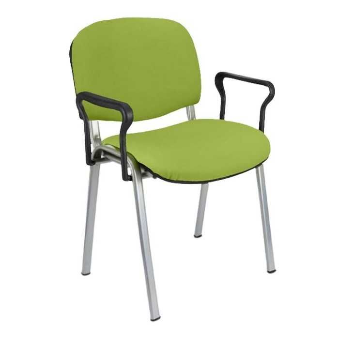 Silla confidente tapizada ISO con brazos estructura gris