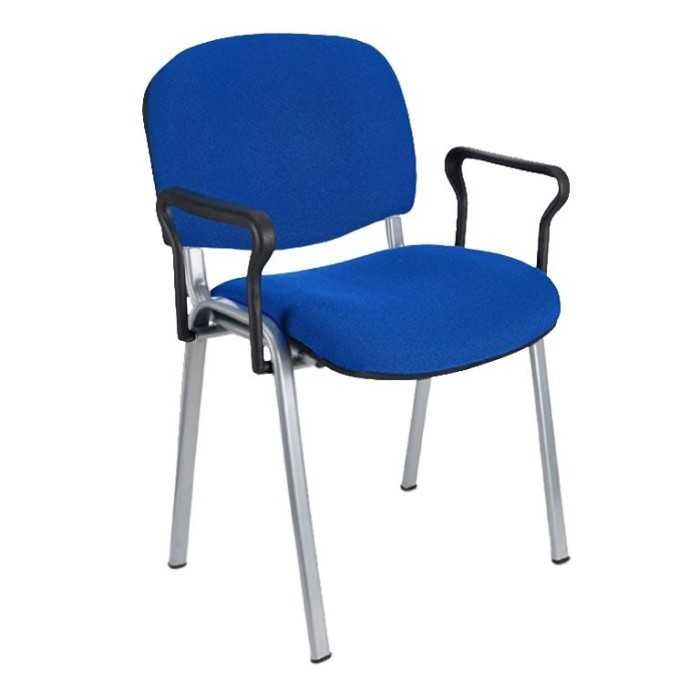 Silla confidente tapizada ISO con brazos estructura gris
