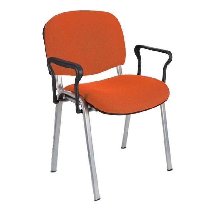 Silla confidente tapizada ISO con brazos estructura gris