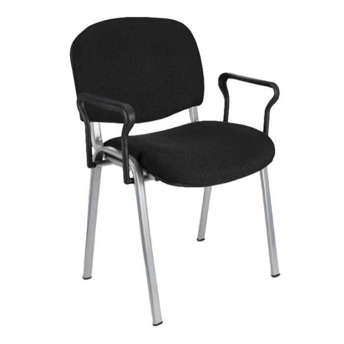 Silla confidente tapizada ISO con brazos estructura gris