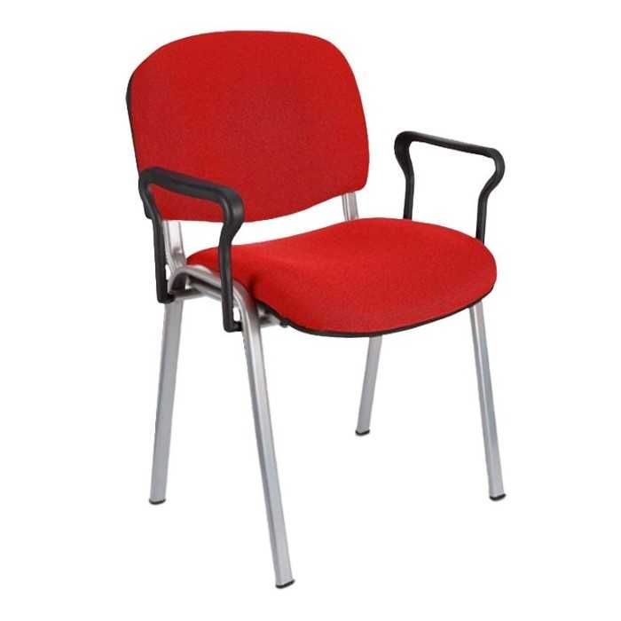 Silla confidente tapizada ISO con brazos estructura gris