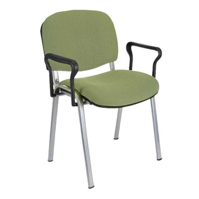 Silla confidente tapizada ISO con brazos estructura gris