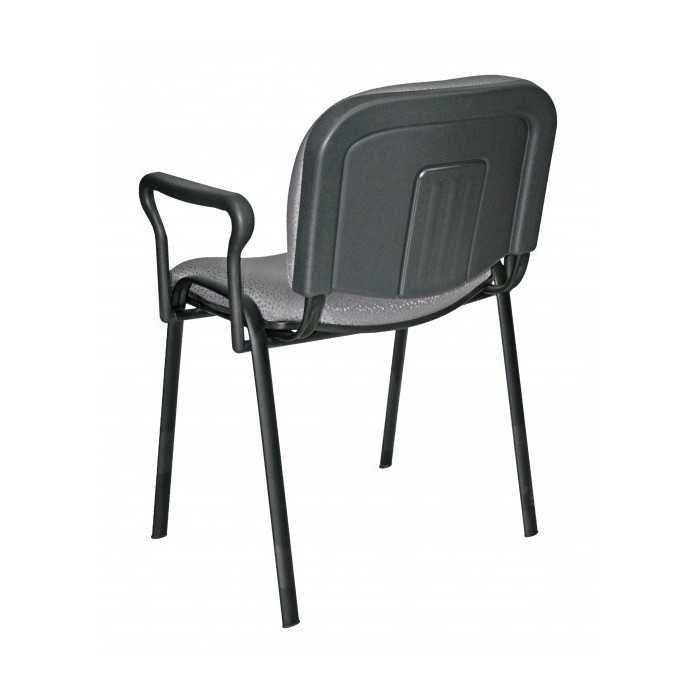 Silla confidente tapizada ISO con brazos estructura gris